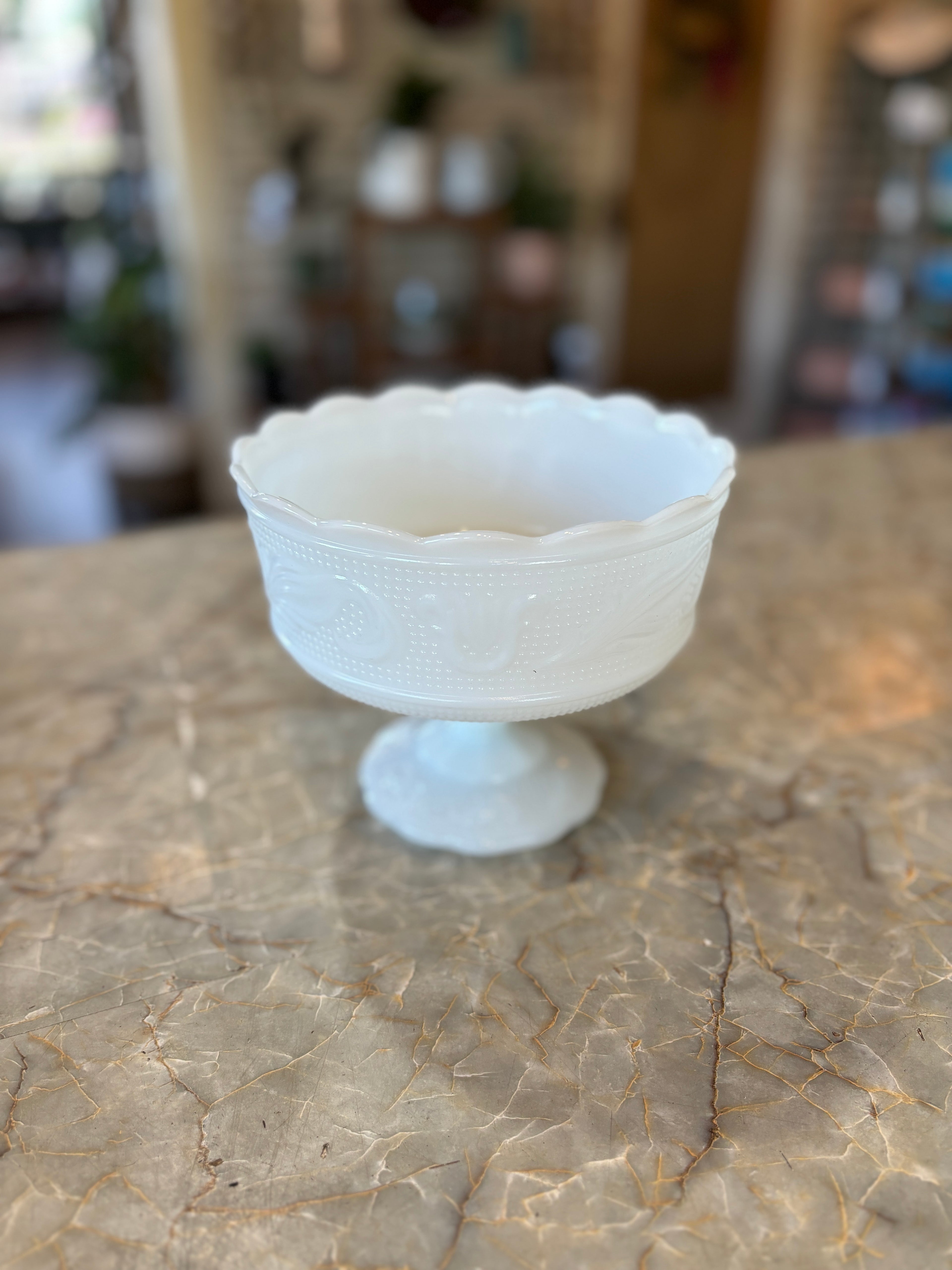 Antique Milkglass Pedestal Vase