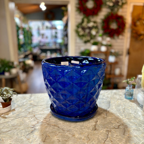 11.5" Geo Tapered Blue Planter
