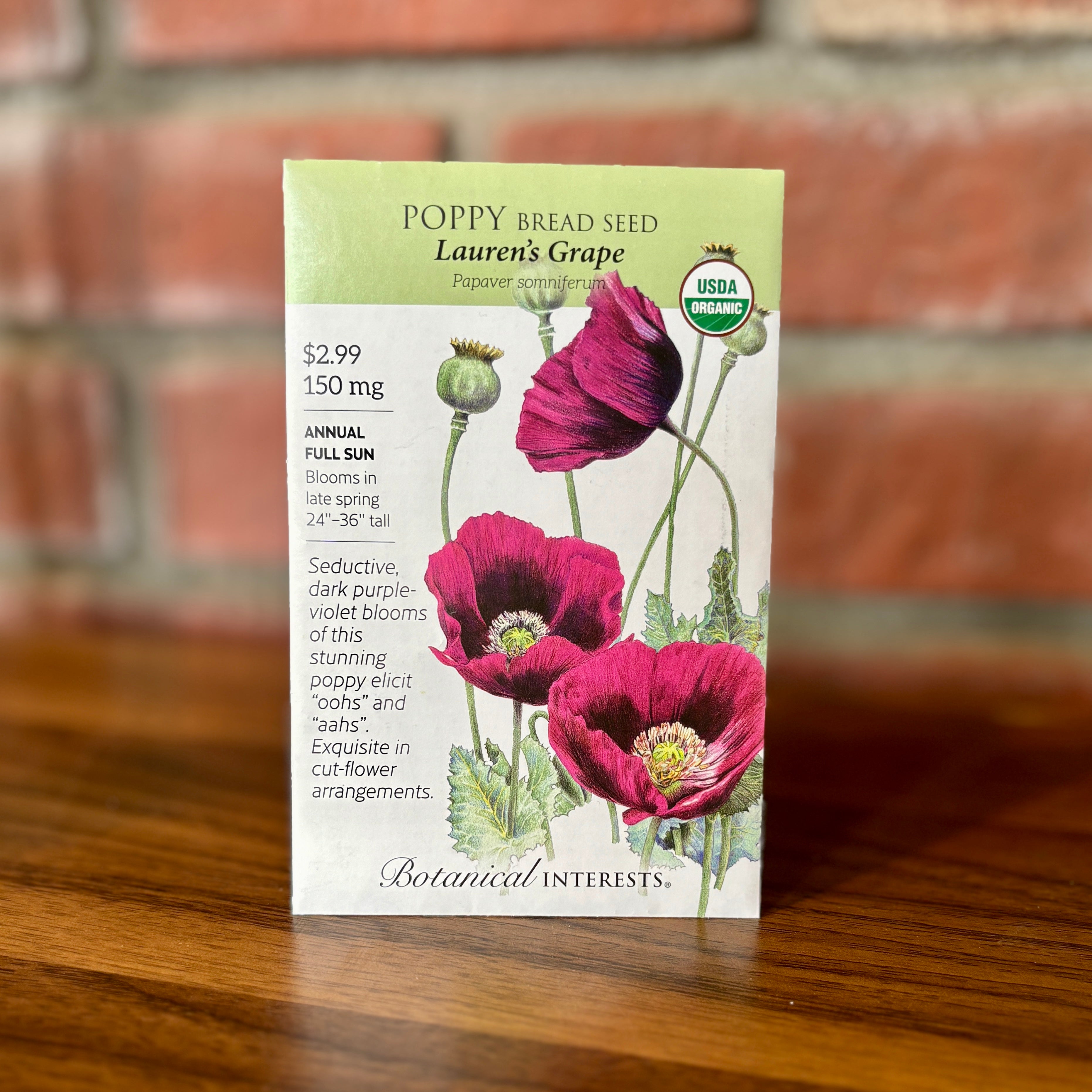 Poppy, Bread Seed 'Lauren's Grape' Organic | Papaver