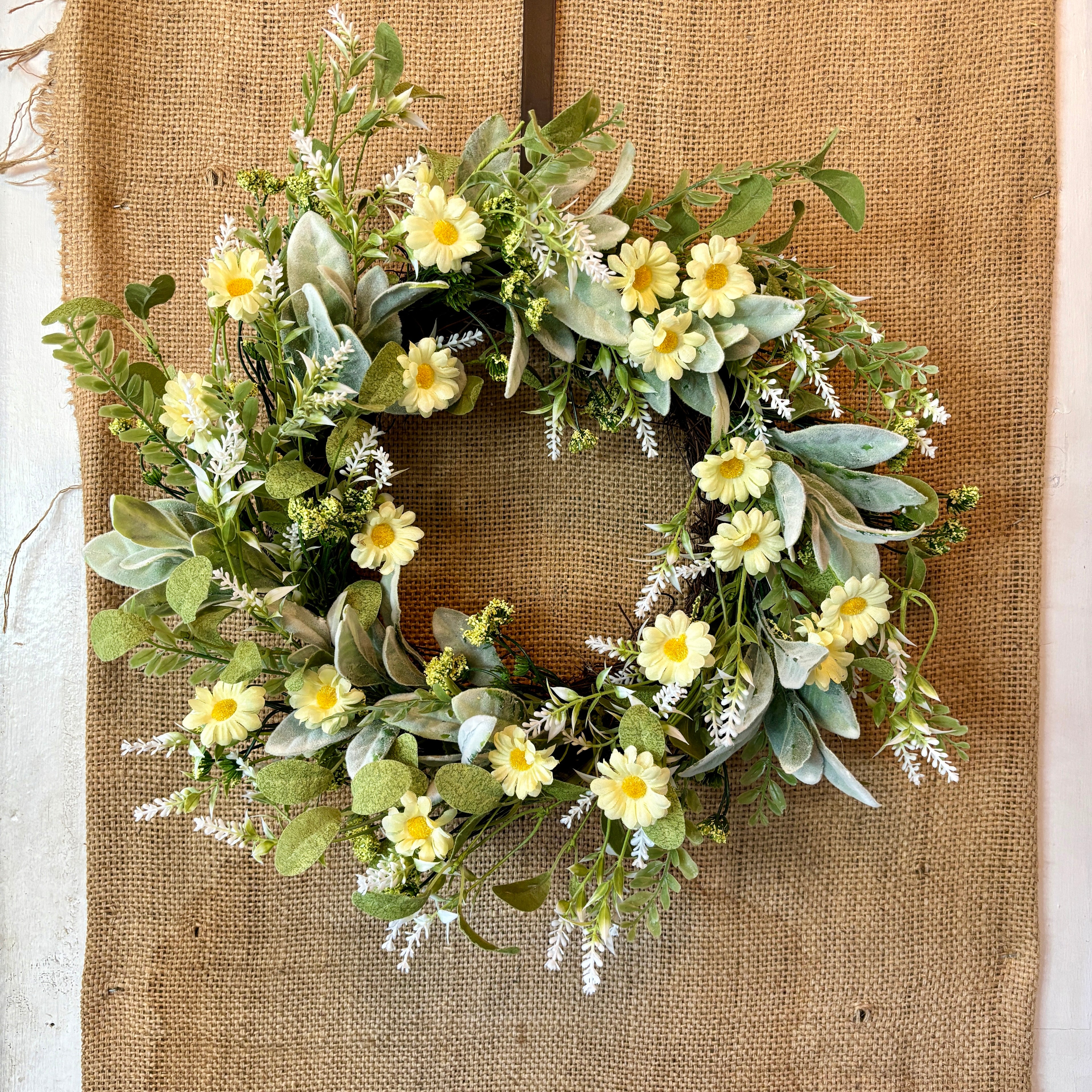 Daisy And Eucalyptus Wreath 20"