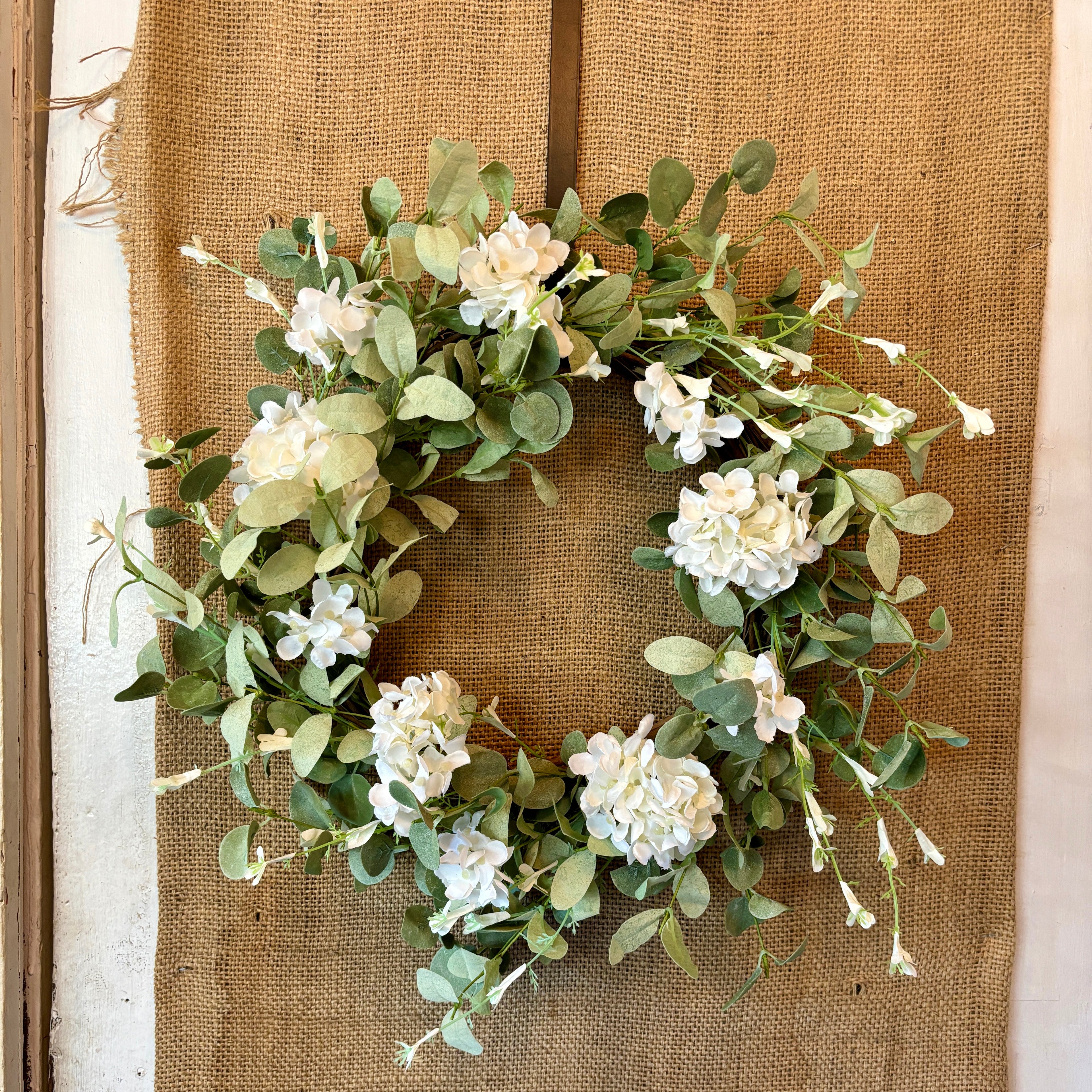 Sage Eucalyptus And White Flower Wreath 20"