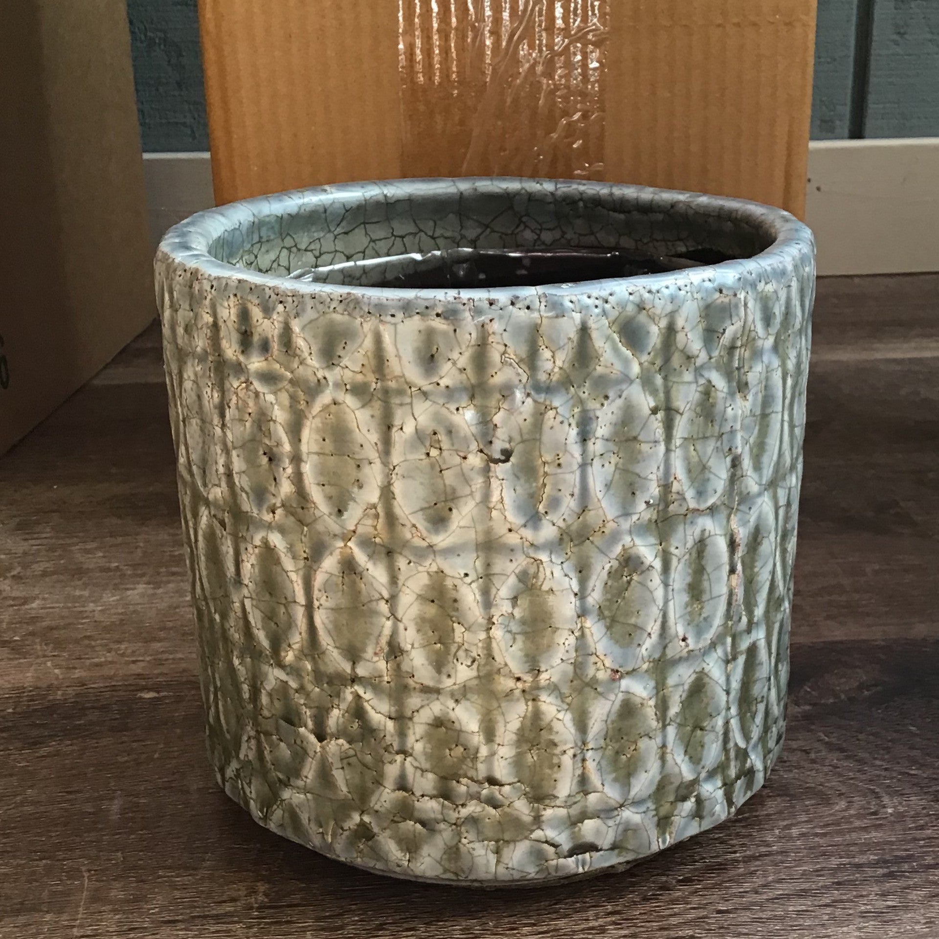 Green Speckled 70's Pot, 5.75 X 6
