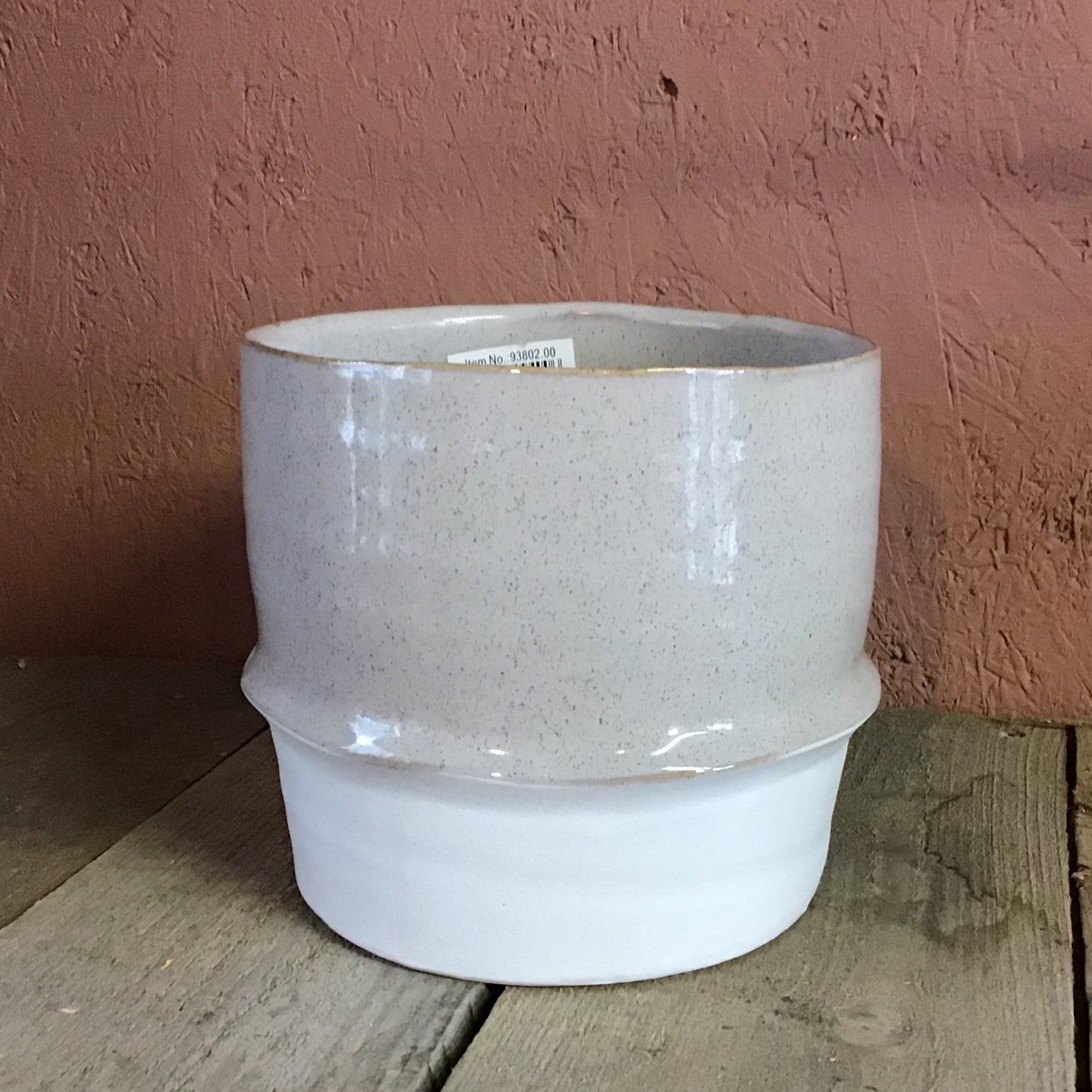 Beige/White Ceramic Container Large