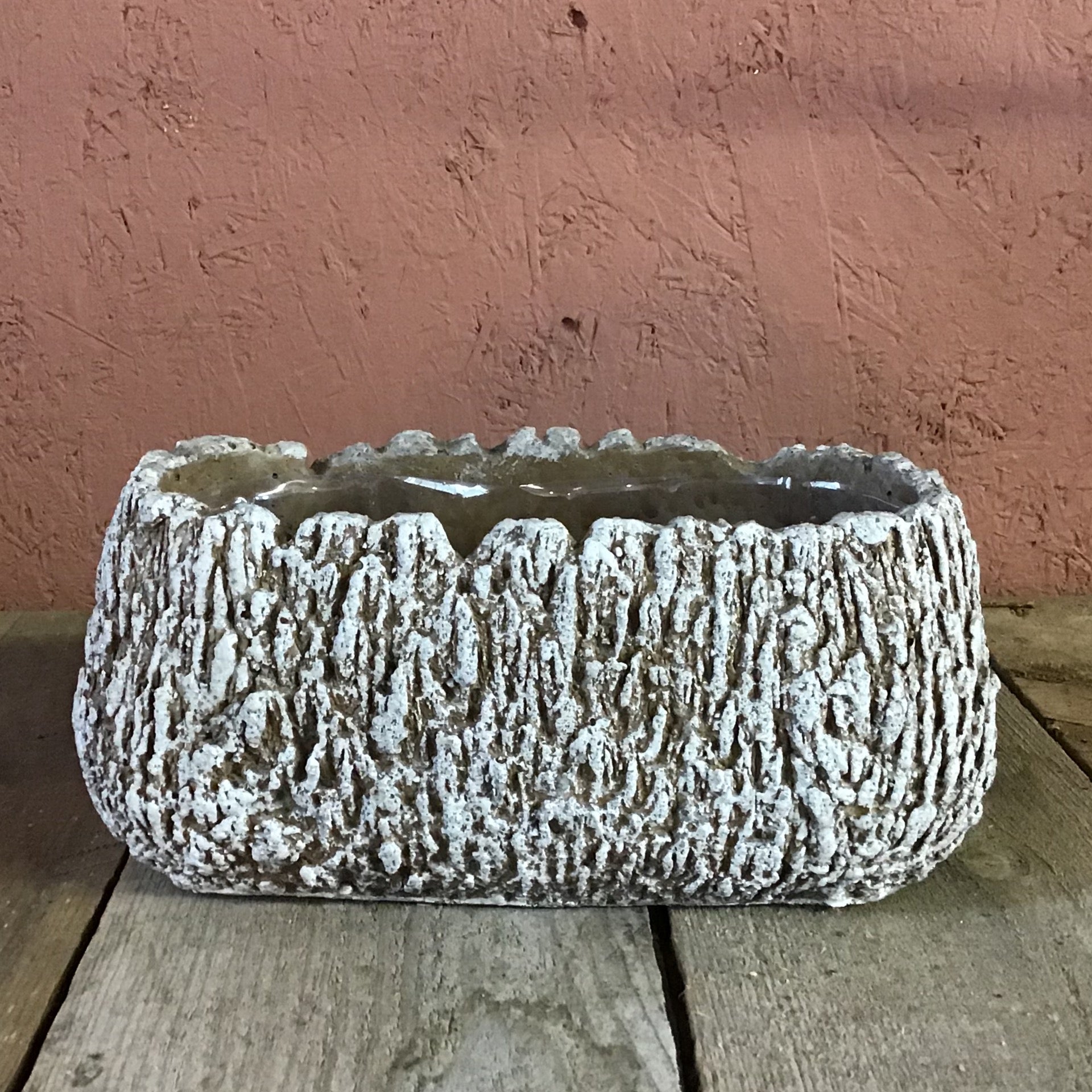 Faux Wood Long Ceramic Pot