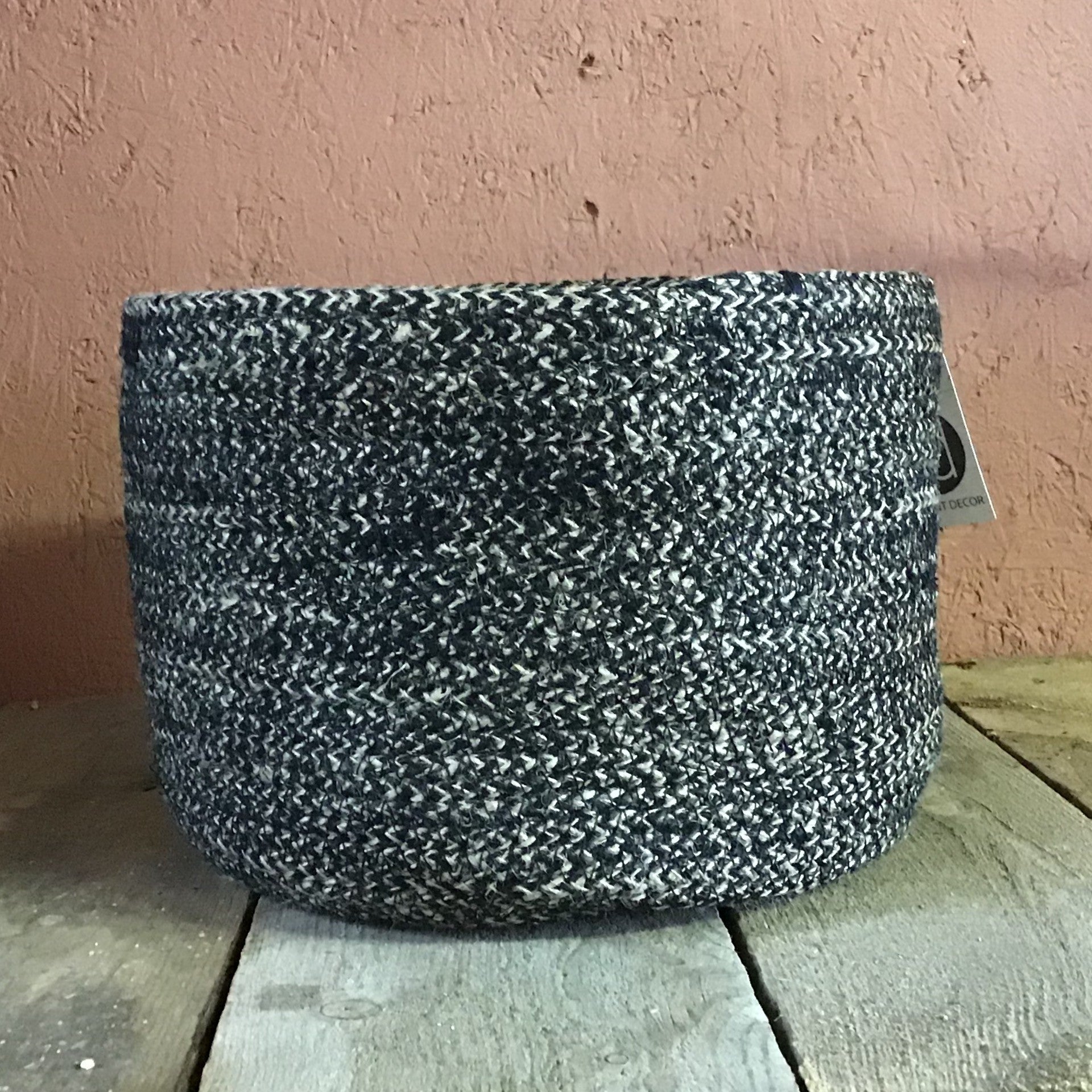 Black Jute Wicker Basket Large