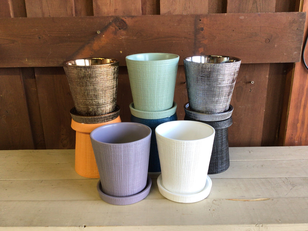 Chive Big Mick Pots With Saucers - White